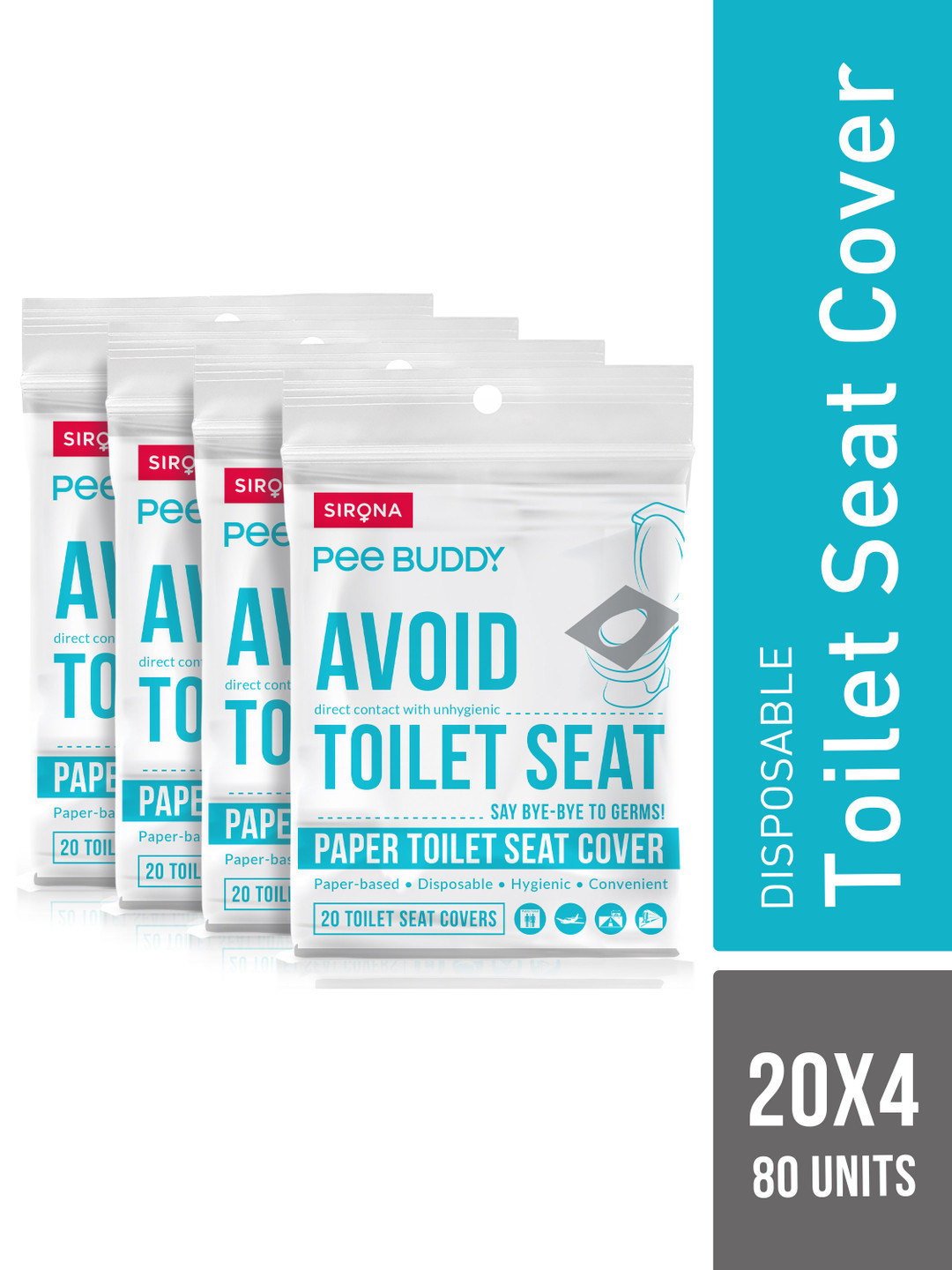 PEEBUDDY Pack of 4 Flushable Toilet Seat Cover - 20 Each