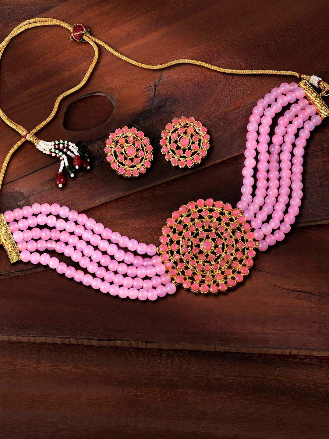 Peora Pink Gold-Plated Jewellery Set