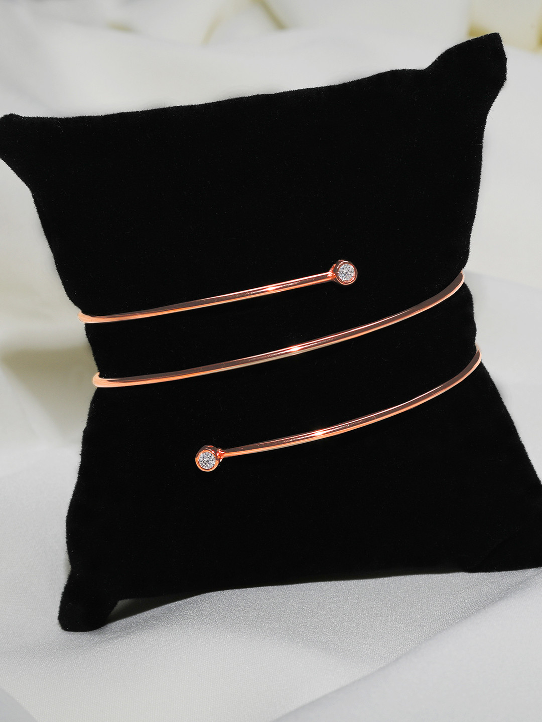 GIVA 925 Sterling Silver Rose Gold Plated Layered Bangle Bracelet
