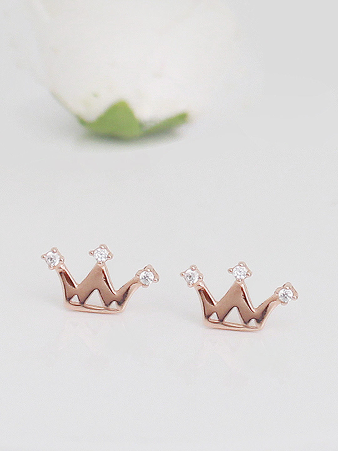 GIVA 925 Sterling Silver Rose Gold Plated Tiara Stud Earrings