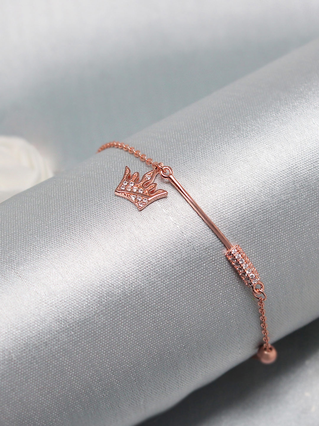 Rose Gold lava stone bracelet with popular creamy pearls, CZ diamonds north star charm