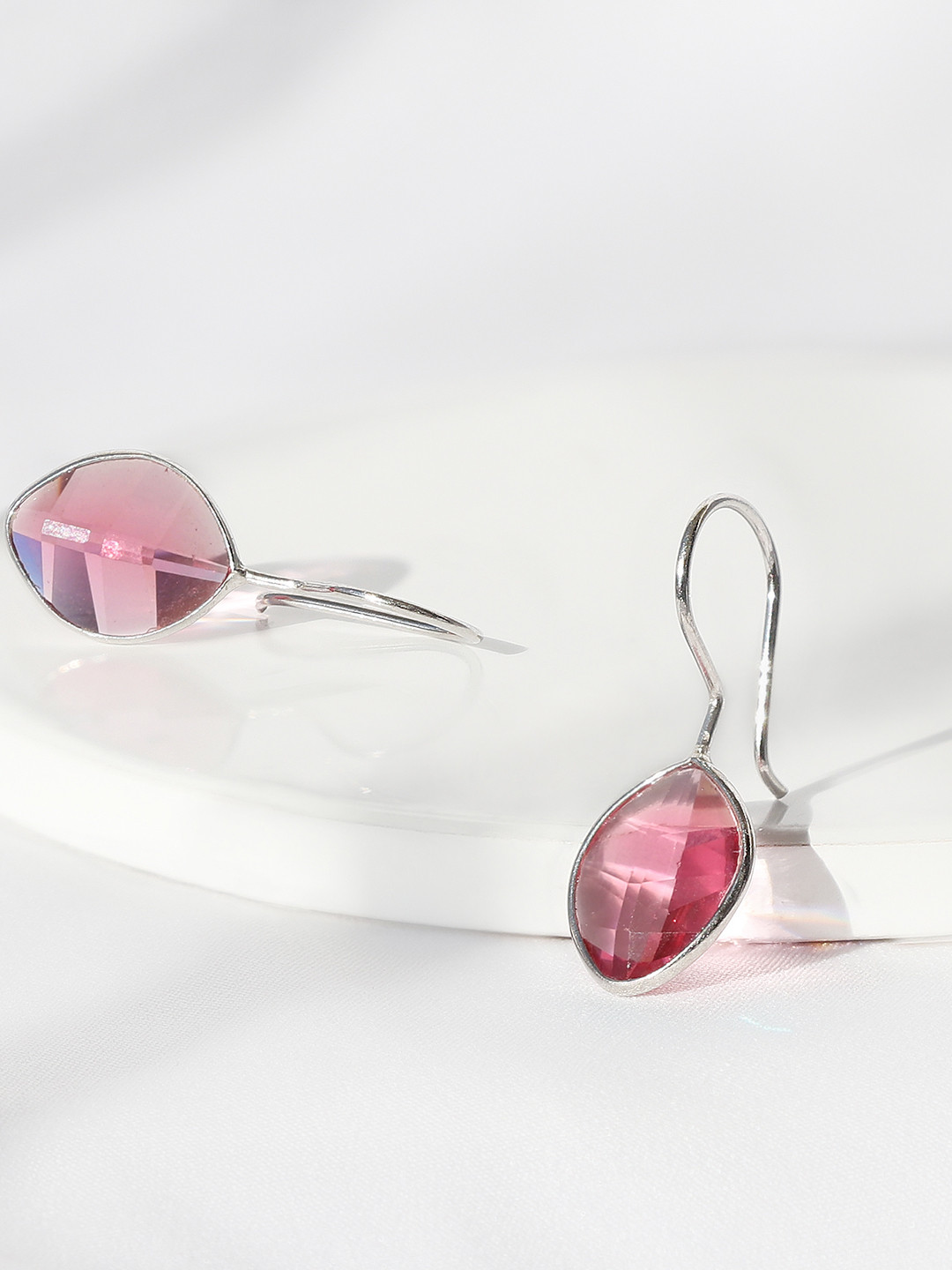 GIVA 925 Silver Cherry Pink Crystal Earrings