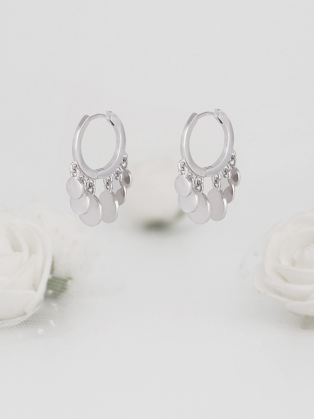 GIVA 925 Sterling Silver Rhodium Plated Jingle Hoop Earrings