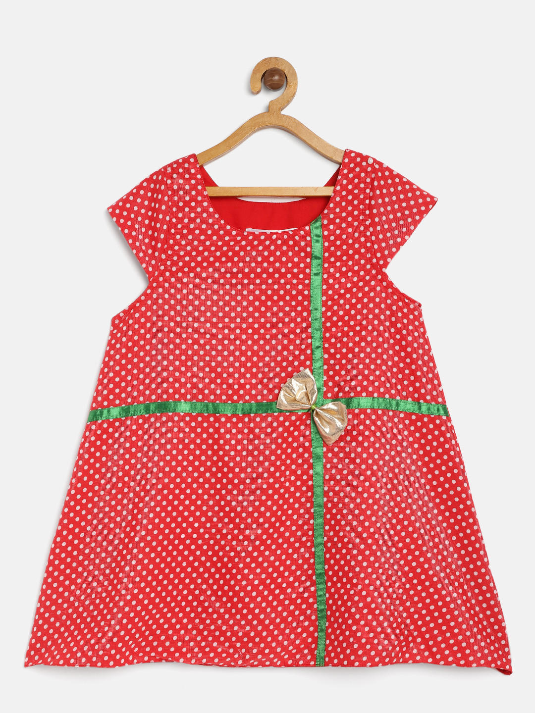 MANY FROCKS & Girls Red And White Printed A-Line Dress
