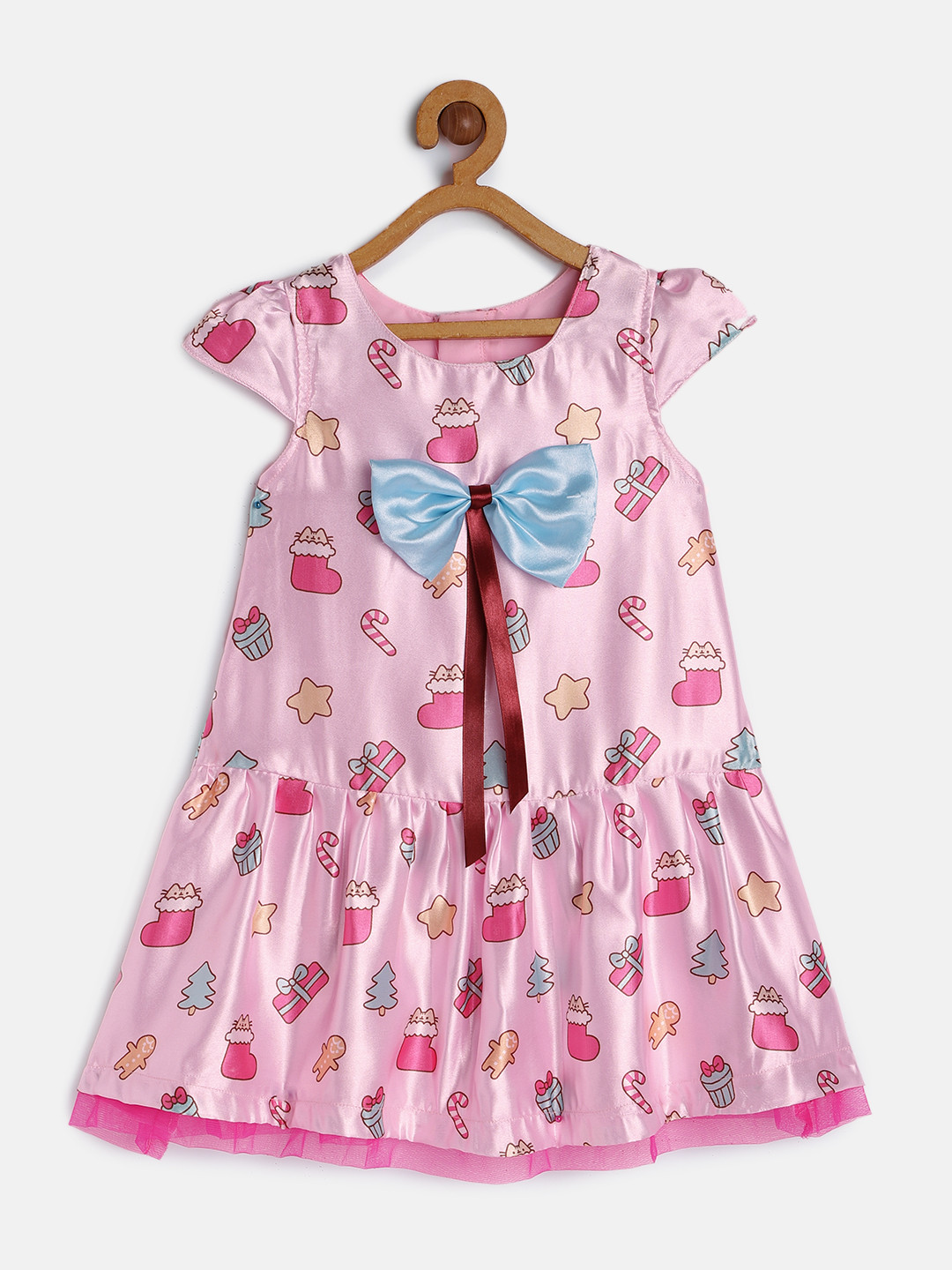 MANY FROCKS & Girls Pink Printed A-Line Dress