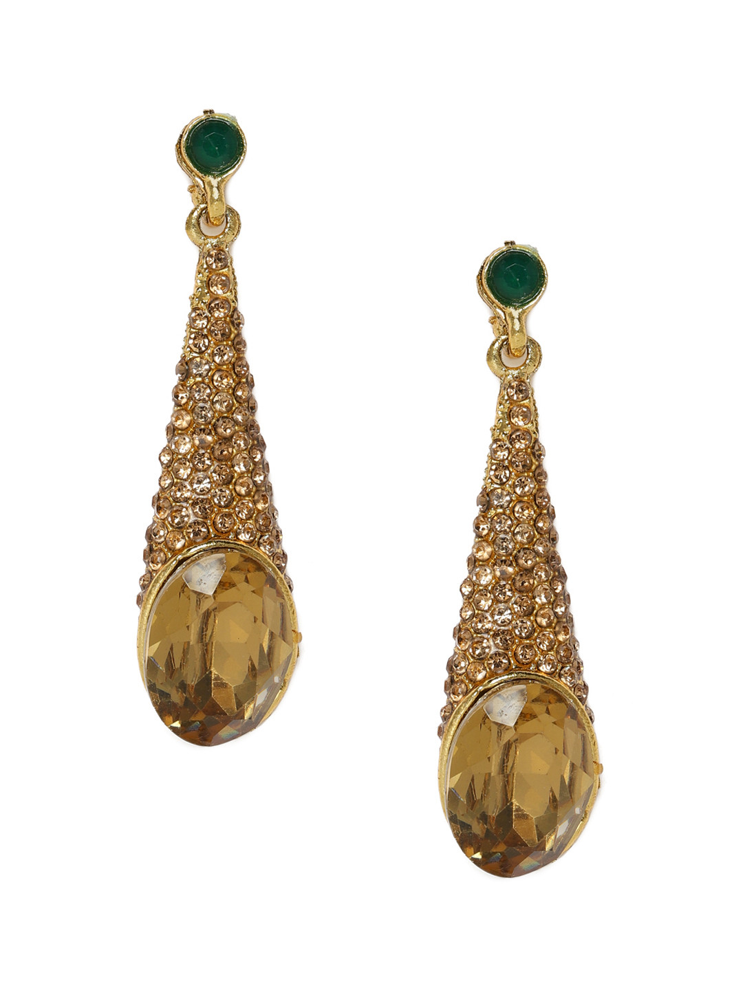 Kord Store Green & Gold-Plated Contemporary Drop Earrings