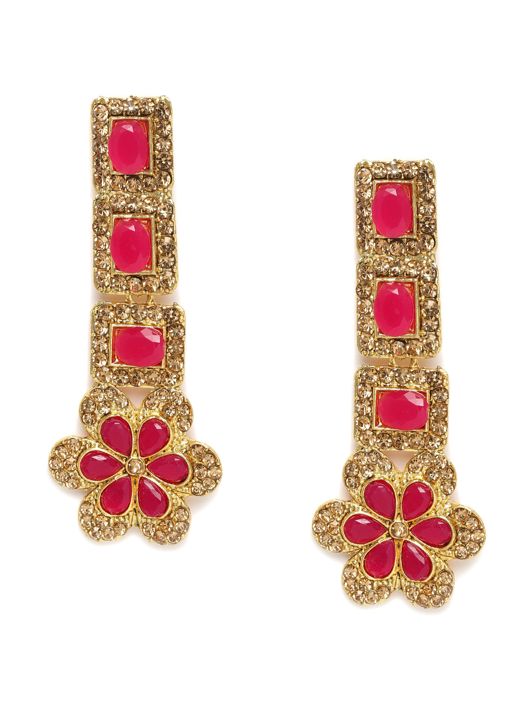 Kord Store Red & Gold-Plated Floral Drop Earrings