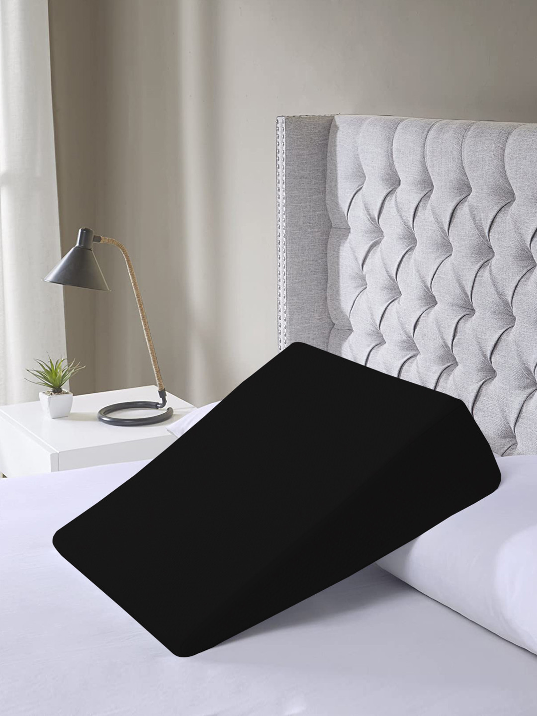 Kuber Industries Black Solid Cotton Medium Memory Foam Therapedic Pillow-20 x 60 x 70 cm