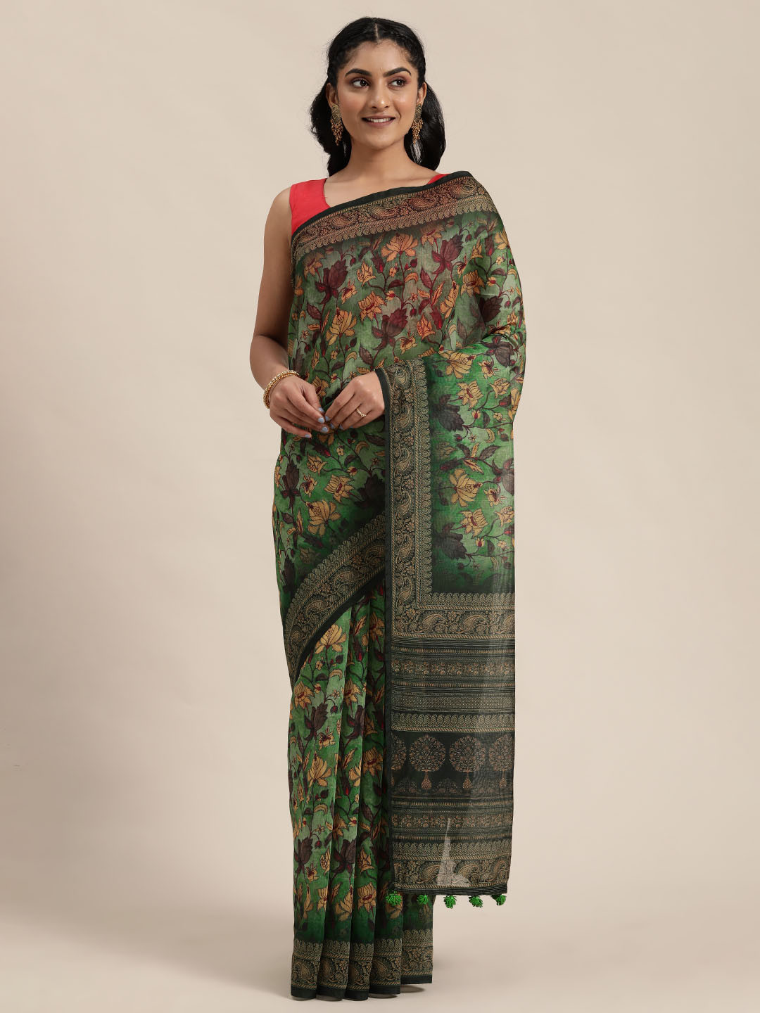 Rajnandini Green Printed Silk Cotton Saree