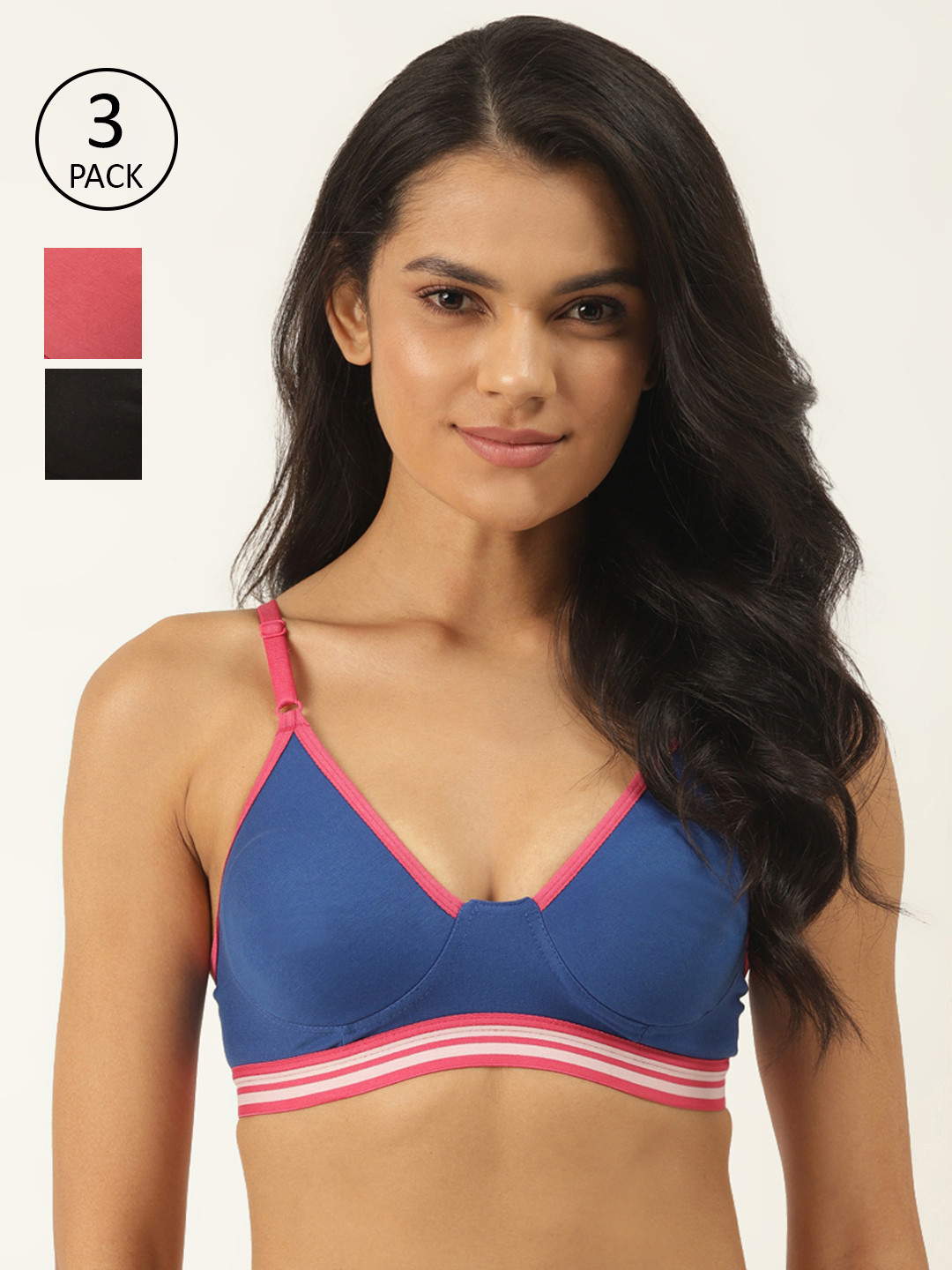 Softskin Pack of 3 Solid Non-Wired Non Padded T-shirt Bra_30B_3