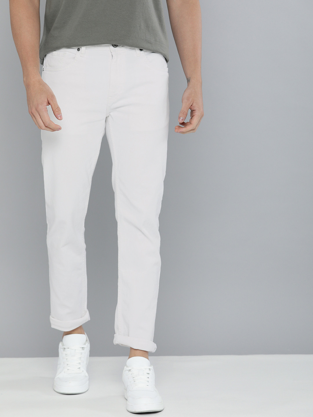 Mast & Harbour Men White Casual Jeans