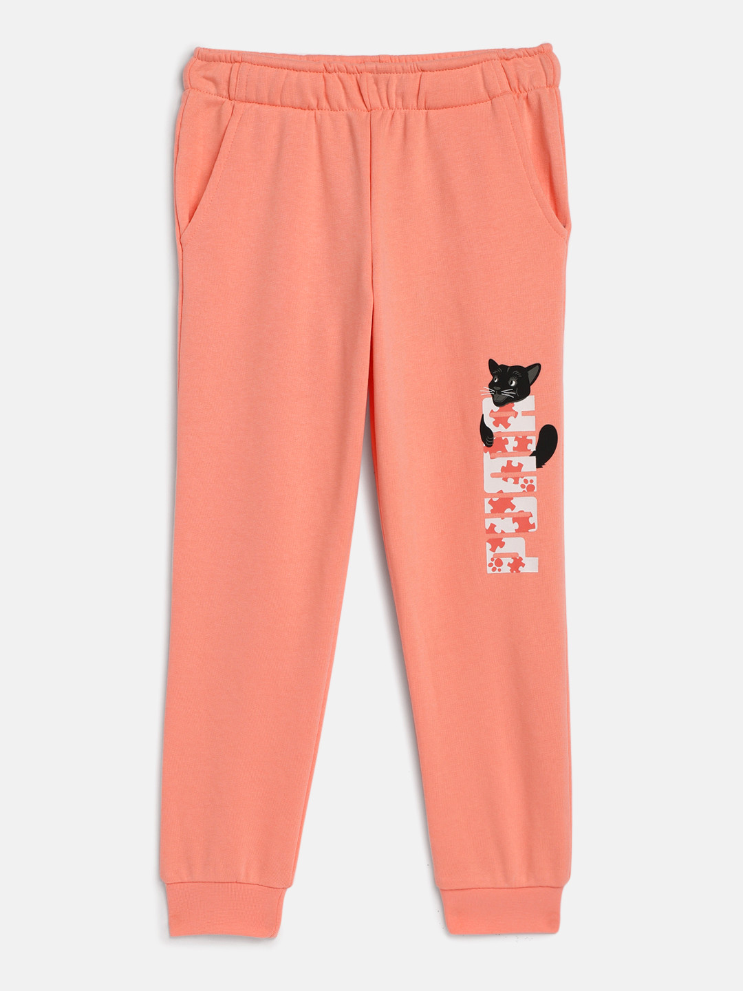 Puma Boys Peach Coloured Paw Regular Fit Joggers