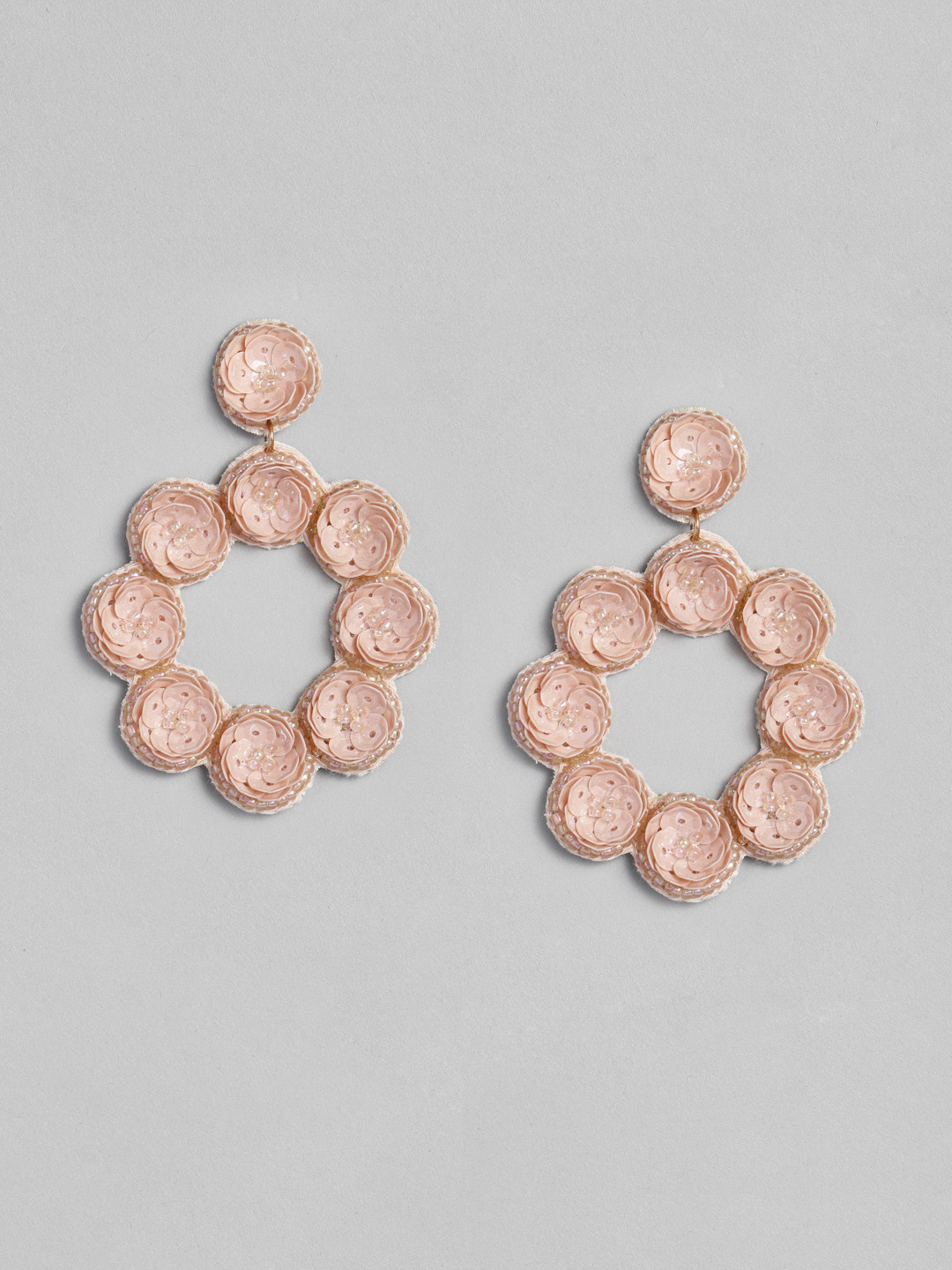 justpeachy Pink Floral Handcrafted Drop Earrings