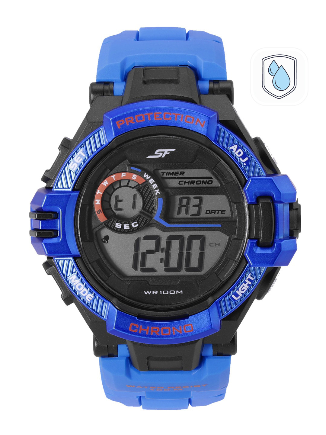 Sonata Men Blue Economy Series Textured Straps Digital Watch 77075PP05