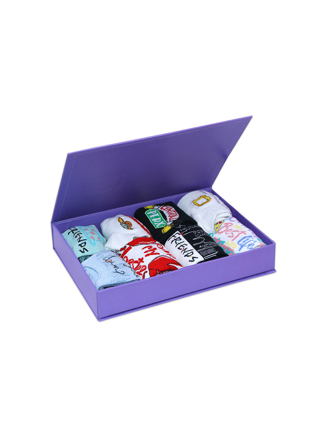 Socksxpress F.R.I.E.N.D.S Series Women Pack Of 8 Gift Box with Ankle-Length Socks