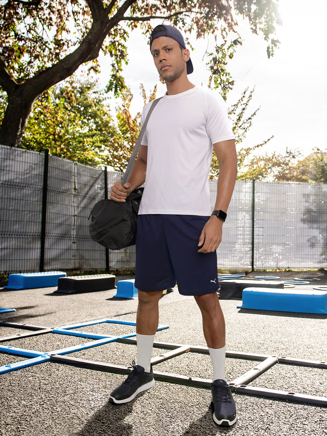 Puma Men Navy Blue Solid Regular Fit PERFORMANCE KNIT Dry Cell Training Sports Shorts