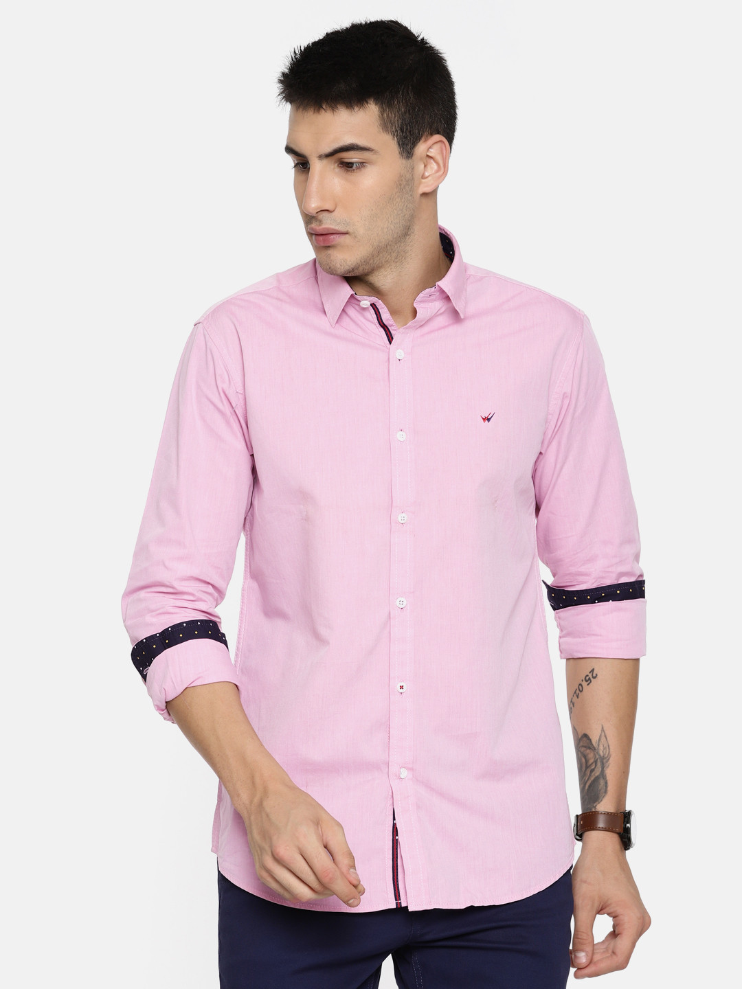 Wills Lifestyle Pink Slim Casual Shirt
