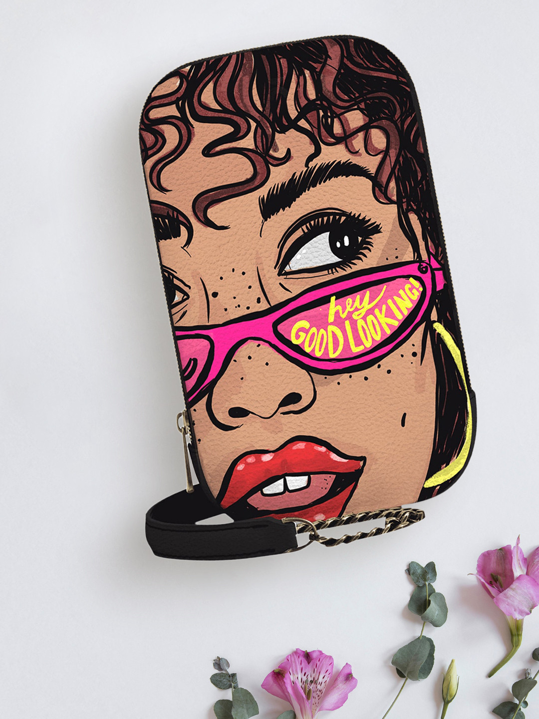 DailyObjects Beige Printed Sling Bag