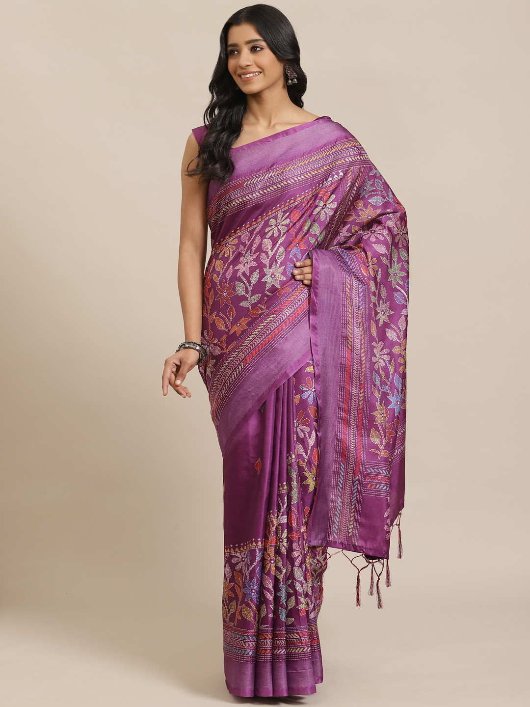 Saree mall Purple Floral Print Saree