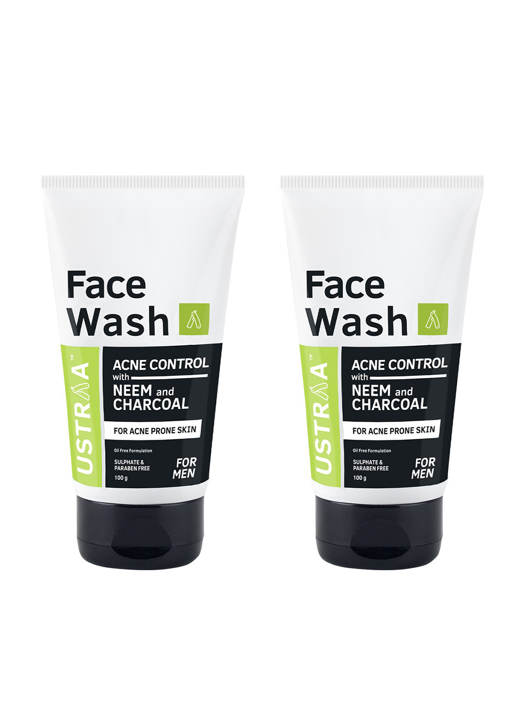 Ustraa Men Set of 2 Neem & Charcoal Acne Control Face Wash