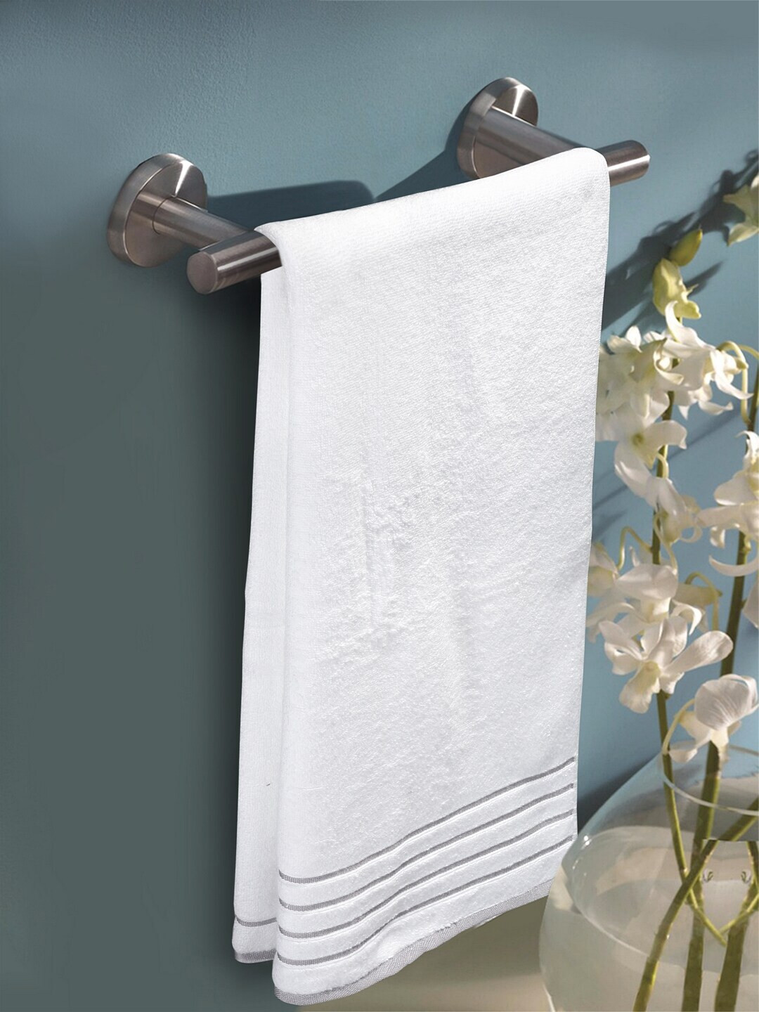 MARK HOME White Solid Cotton 500 GSM Bath Towel