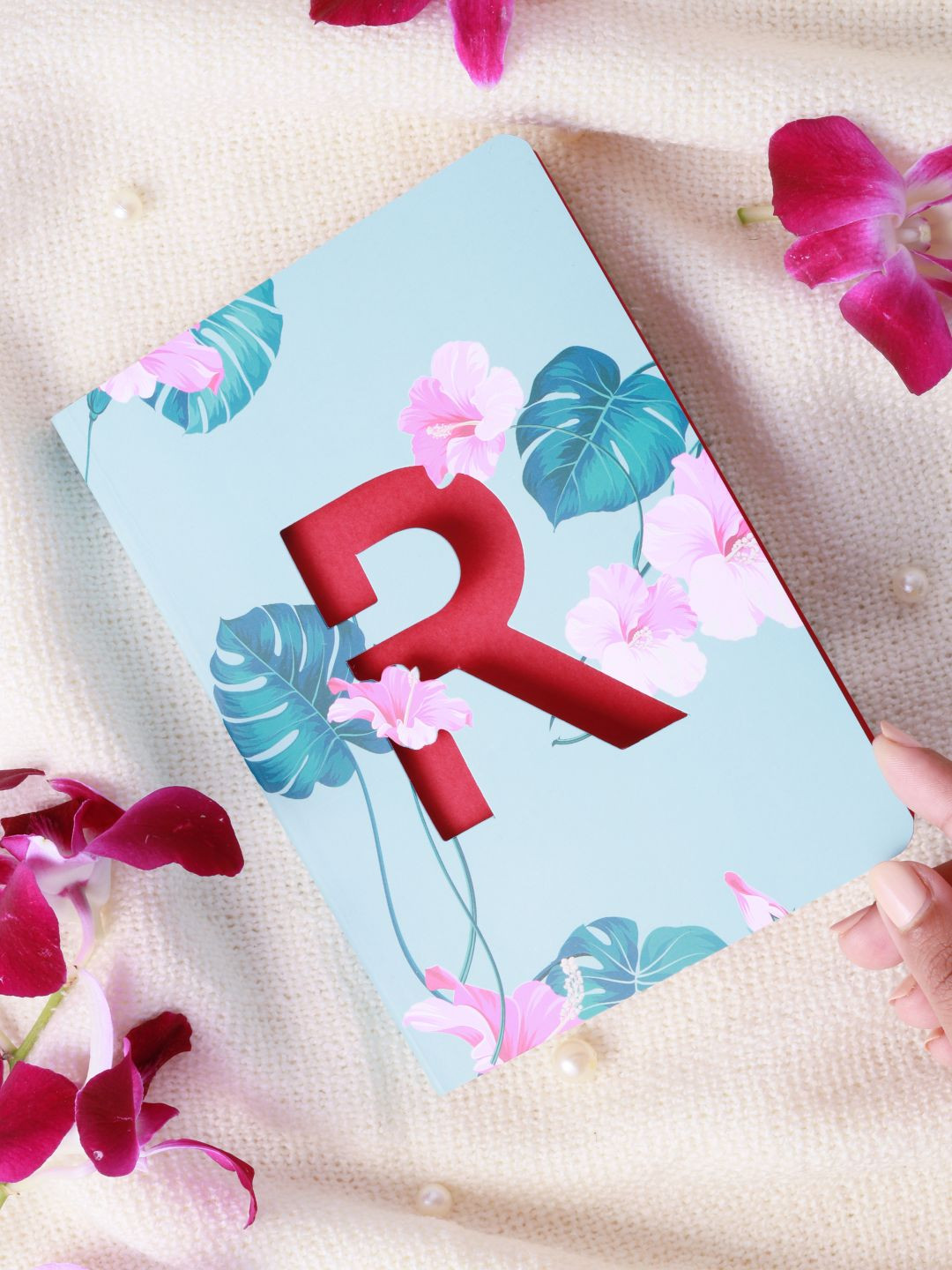 Doodle Blue & Red Initial R Monogram Soft Bound Diary