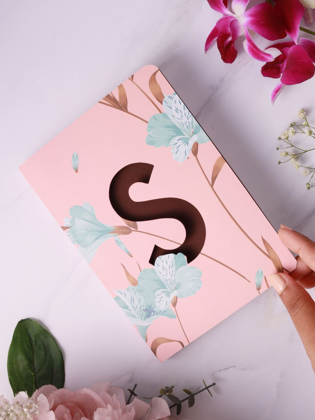 Doodle Pink & Brown Initial S Monogram Soft Bound Diary