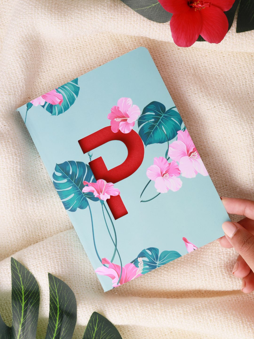 Doodle Blue & Red Initial P Monogram Soft Bound Notebook