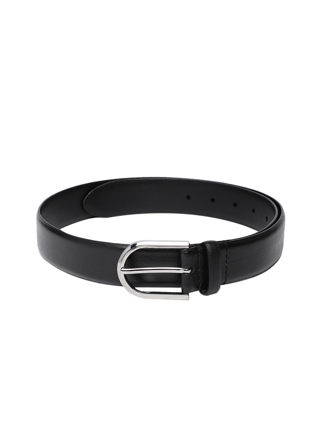 Allen Solly Men Black Textured Leather Belt