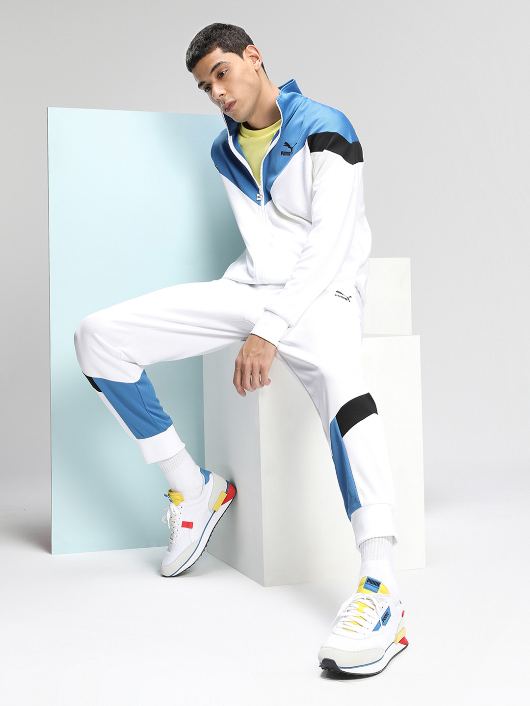 Puma Unisex White Woven-Design Sneakers