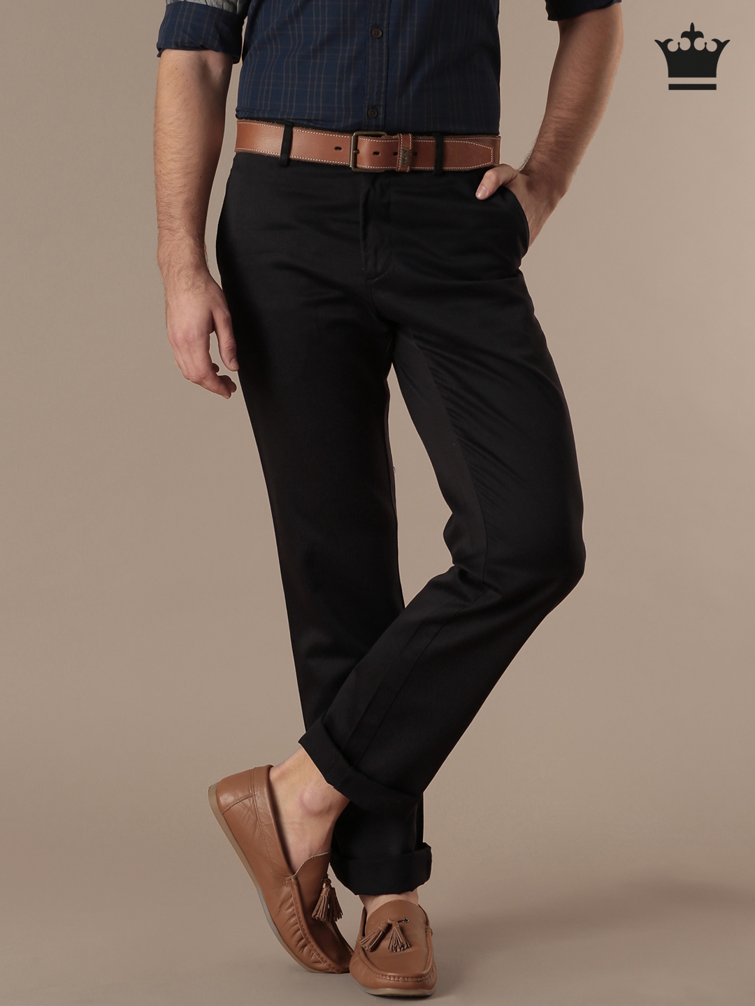 Buy Louis Philippe Permapress Men Brown Regular Fit Solid Formal Trousers   Trousers for Men 9160029  Myntra