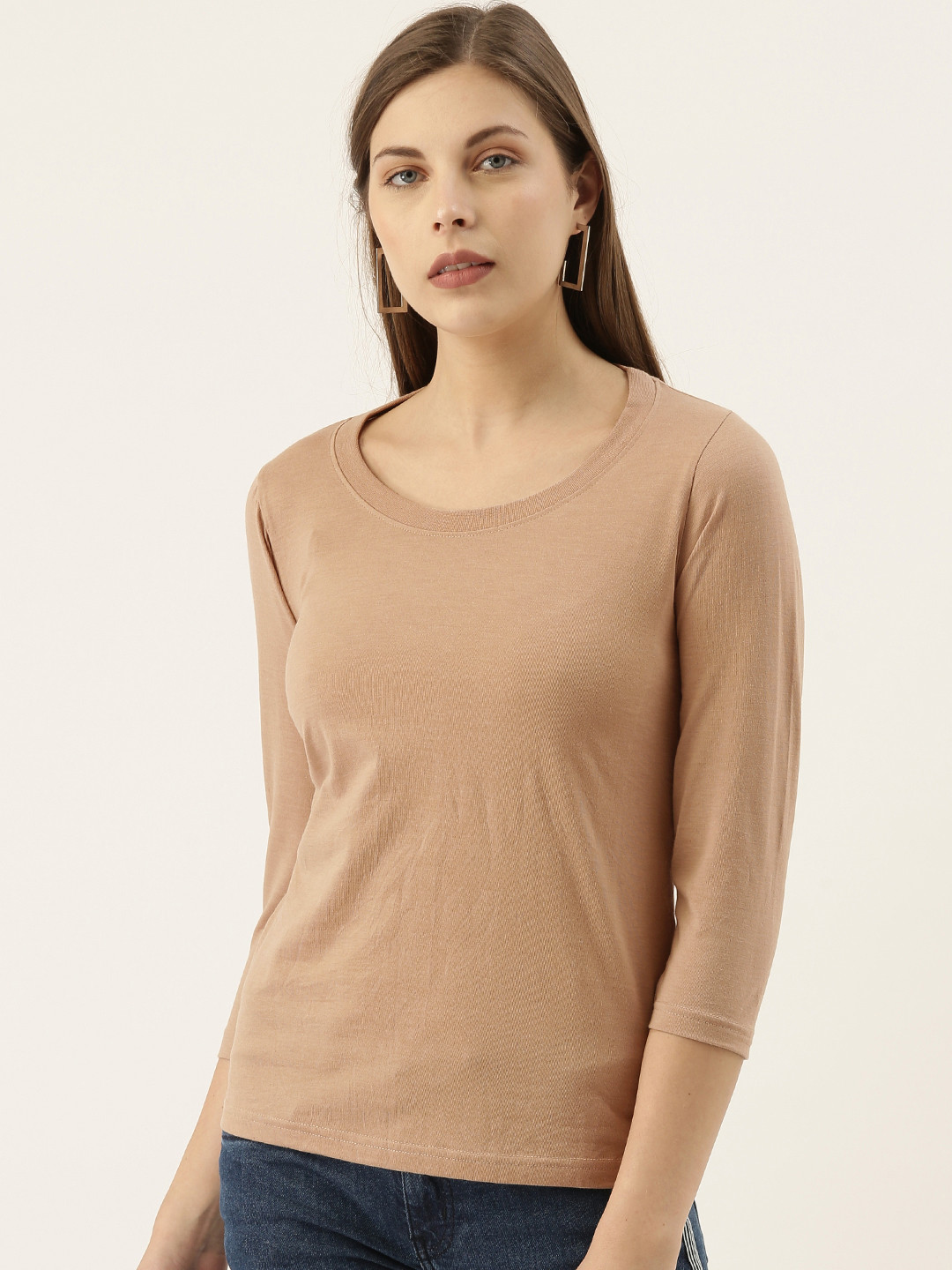 Campus Sutra Brown Solid Top