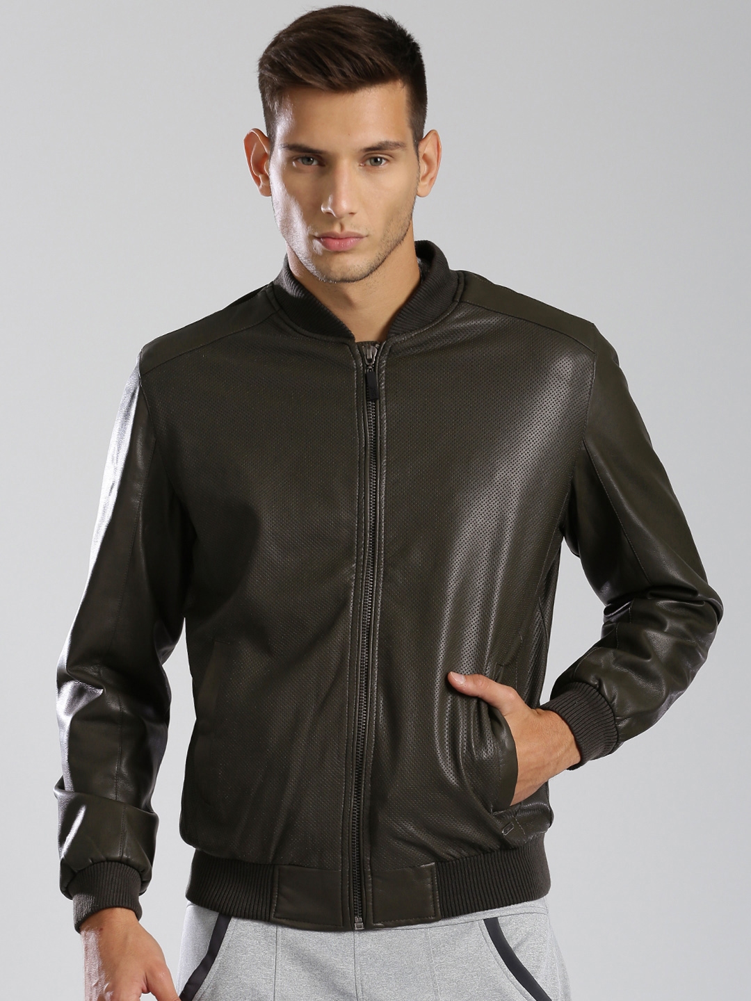 Hrx By Hrithik Roshan Olive Faux Leather Er Jacket Jackets Hrx By Hrithik Roshan Olive Faux Leather Er Jacket