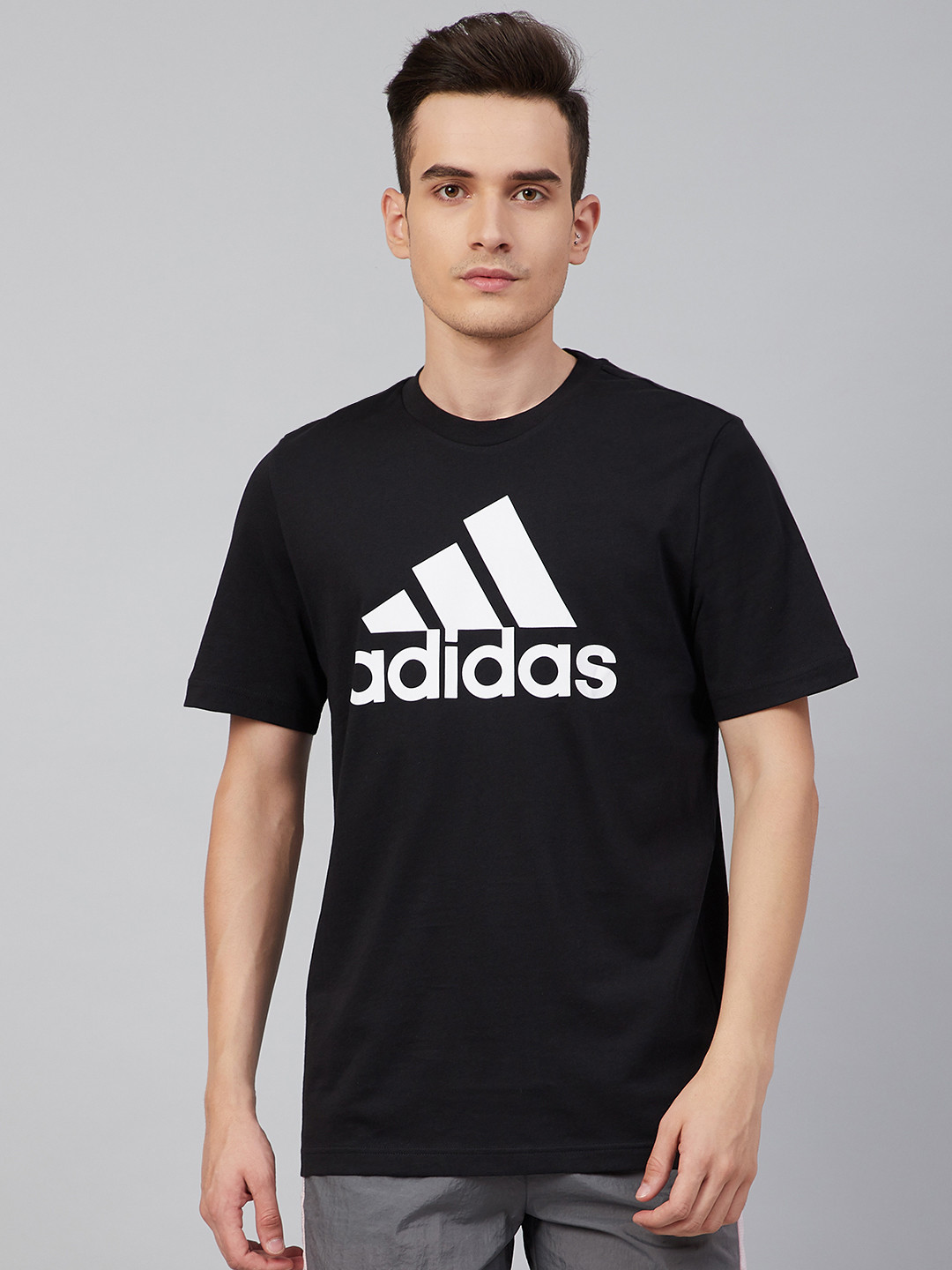 ADIDAS Men Black Printed BL SJ T Pure Cotton T-shirt