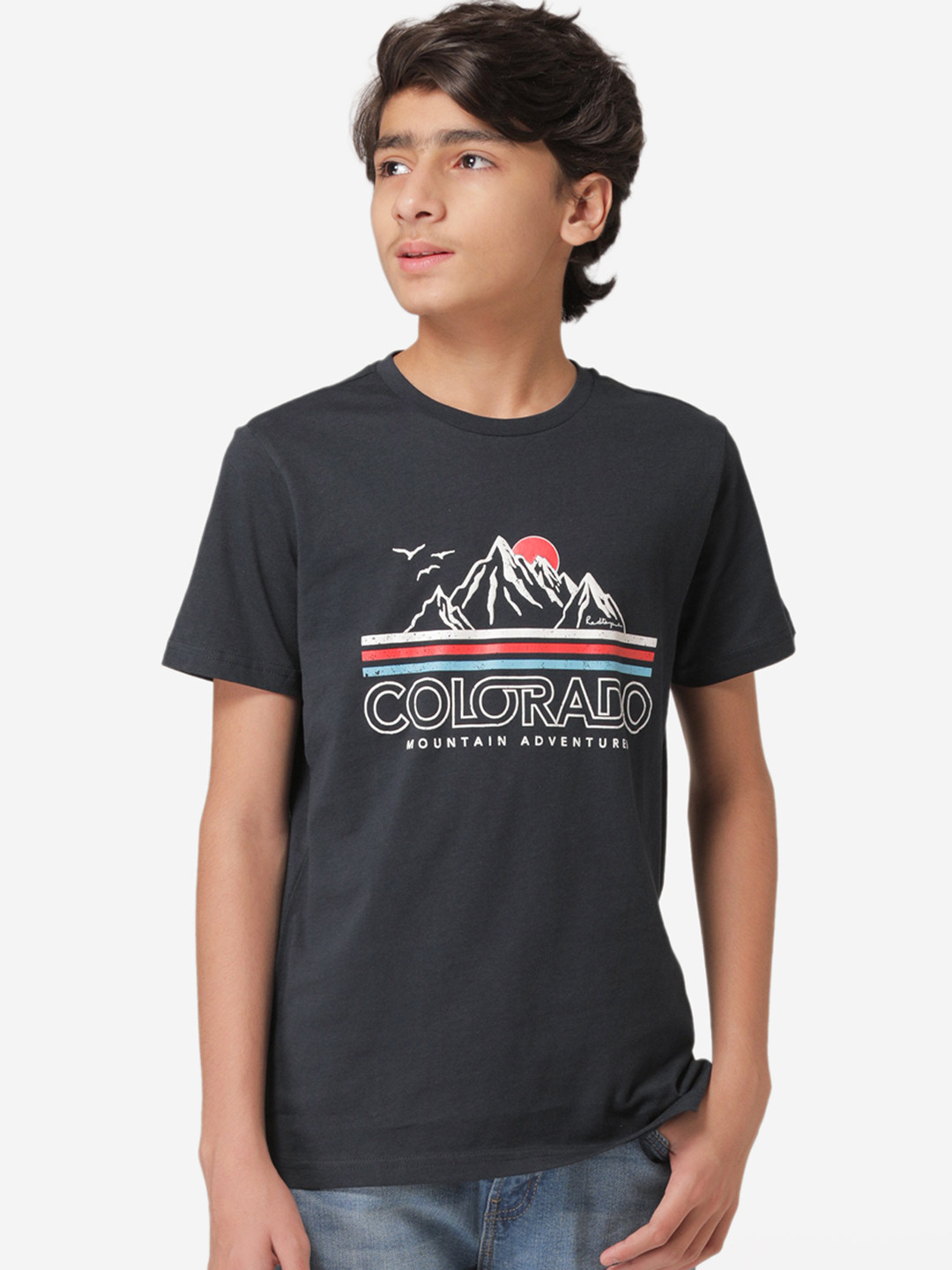 Red Tape Boys Navy Blue Printed Round Neck T-shirt