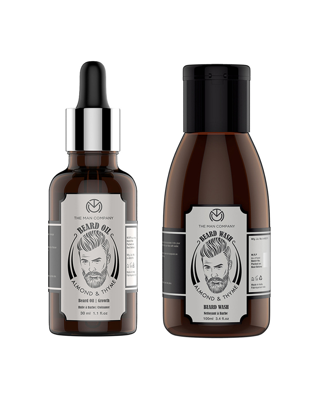 THE MAN COMPANY Set of Almond & Thyme Beard Oil & Beard Wash