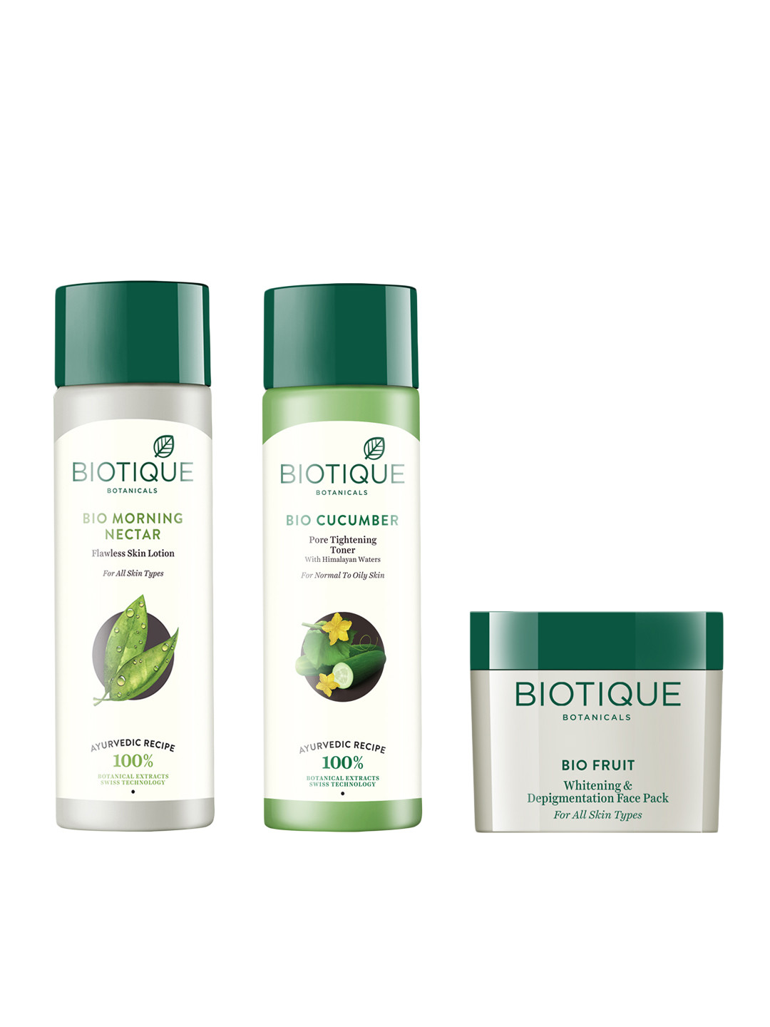 Biotique Unisex Set of Sustainable Face Pack, Sustainable Skin Lotion & Toner