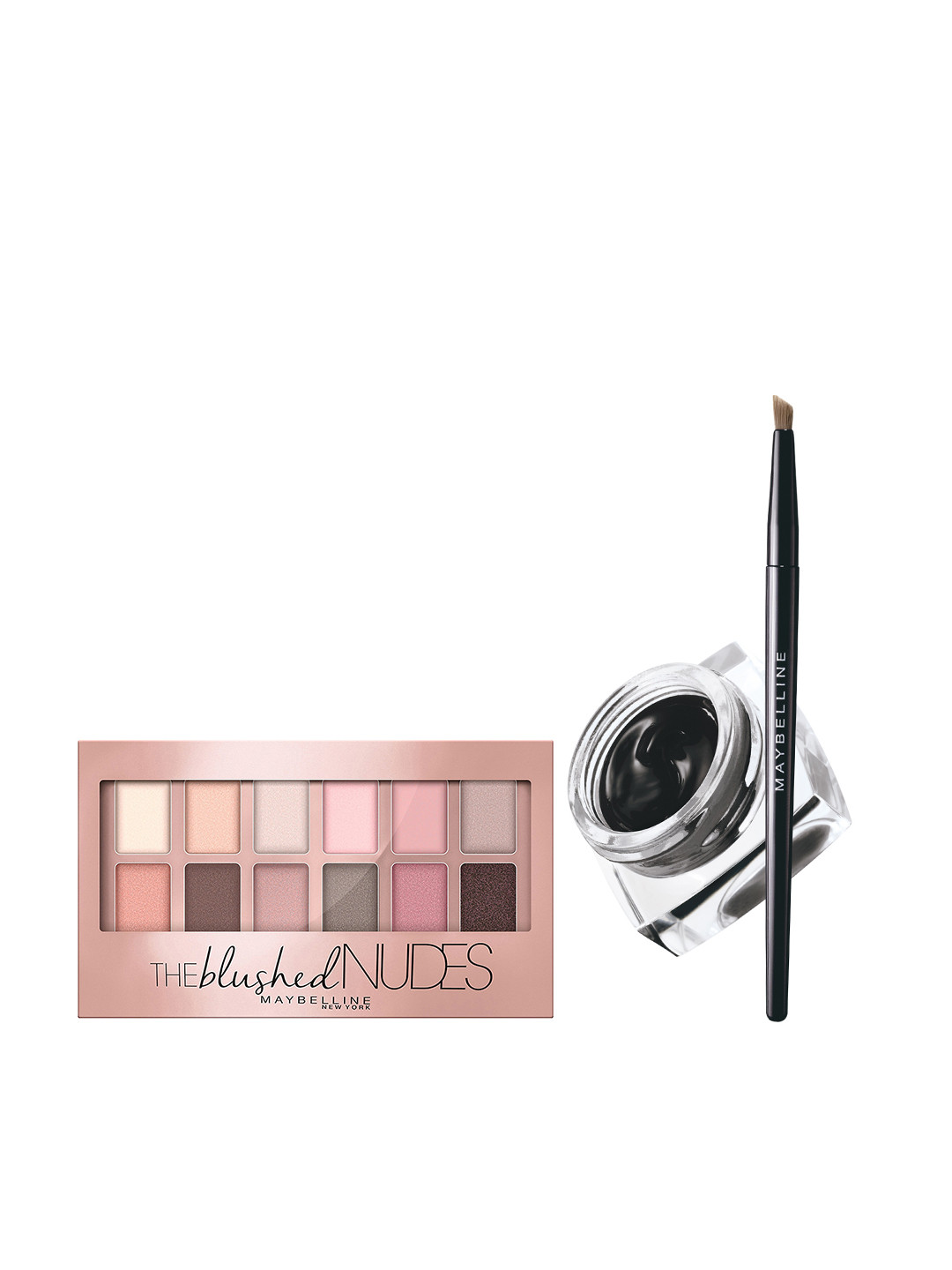 Maybelline Lasting Drama Gel Eyeliner & The Blushed Nudes Eye Shadow Palette Set