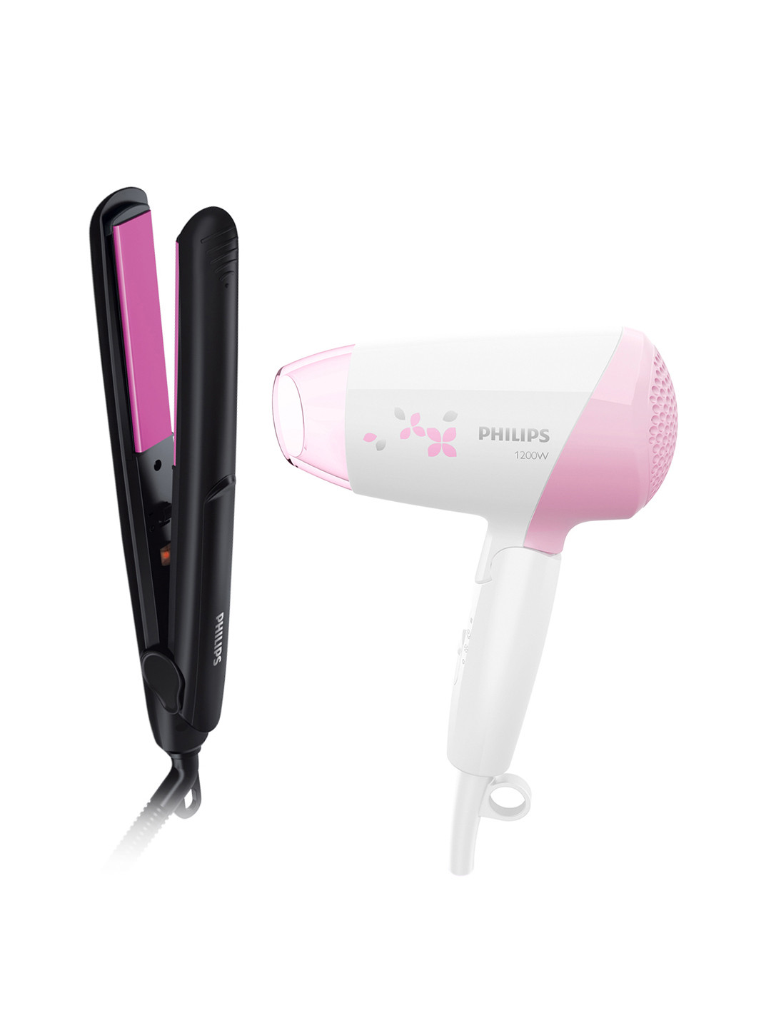 Philips Set of Kerashine SilkPro Hair Straightener & Essential Care 1200 W Hair Dryer