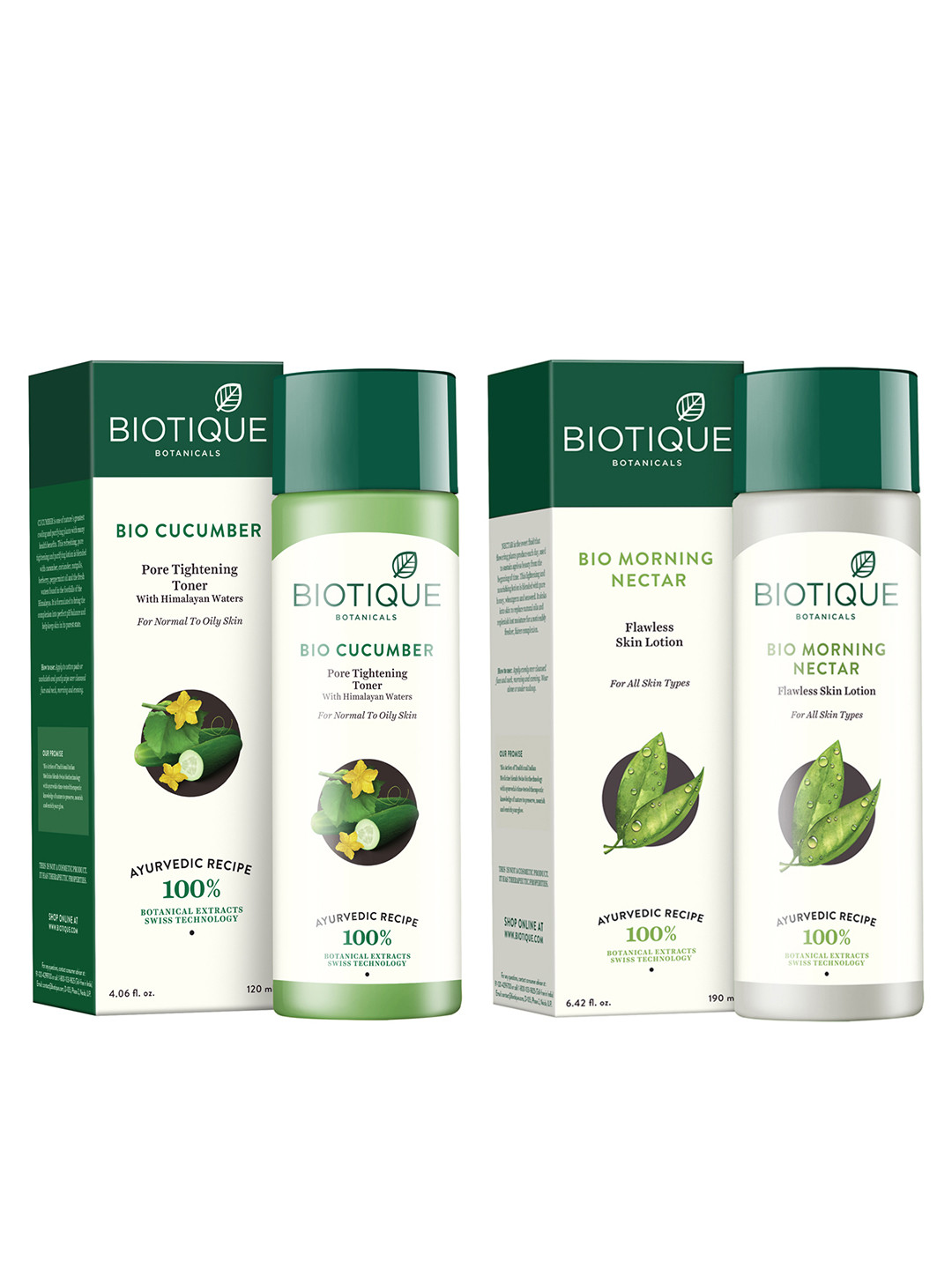 Biotique Unisex Bio Sustainable Set of Morning Nectar Skin Lotion & Cucumber Toner