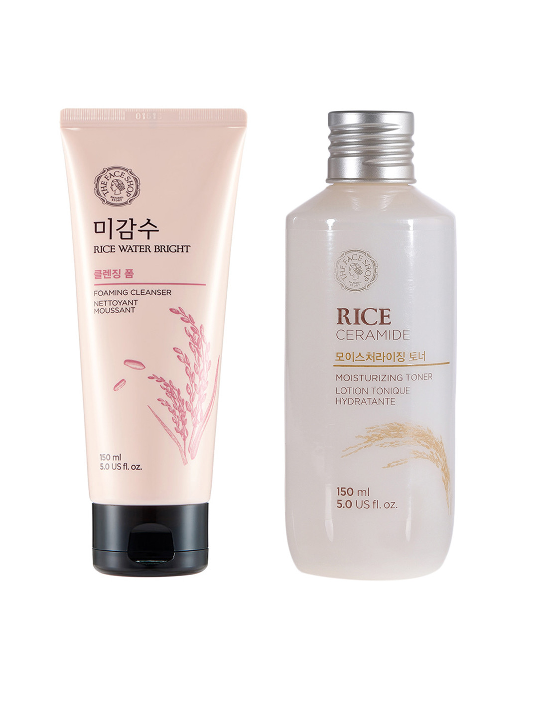 The Face Shop Set of Rice Water Bright Foaming Cleanser & Moisturizing Toner