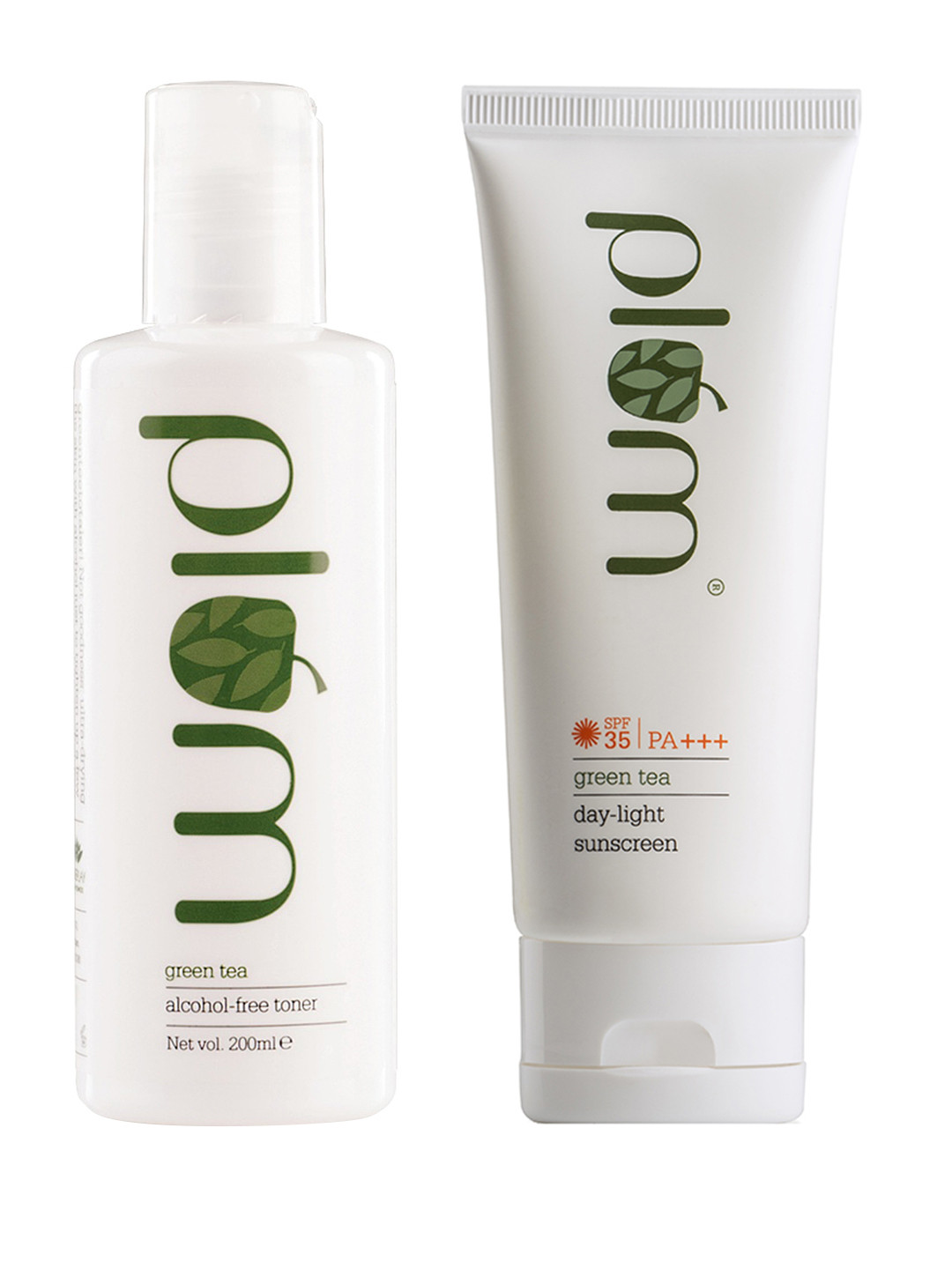 Plum Unisex Sustainable Green Tea Set of Toner & Sunscreen