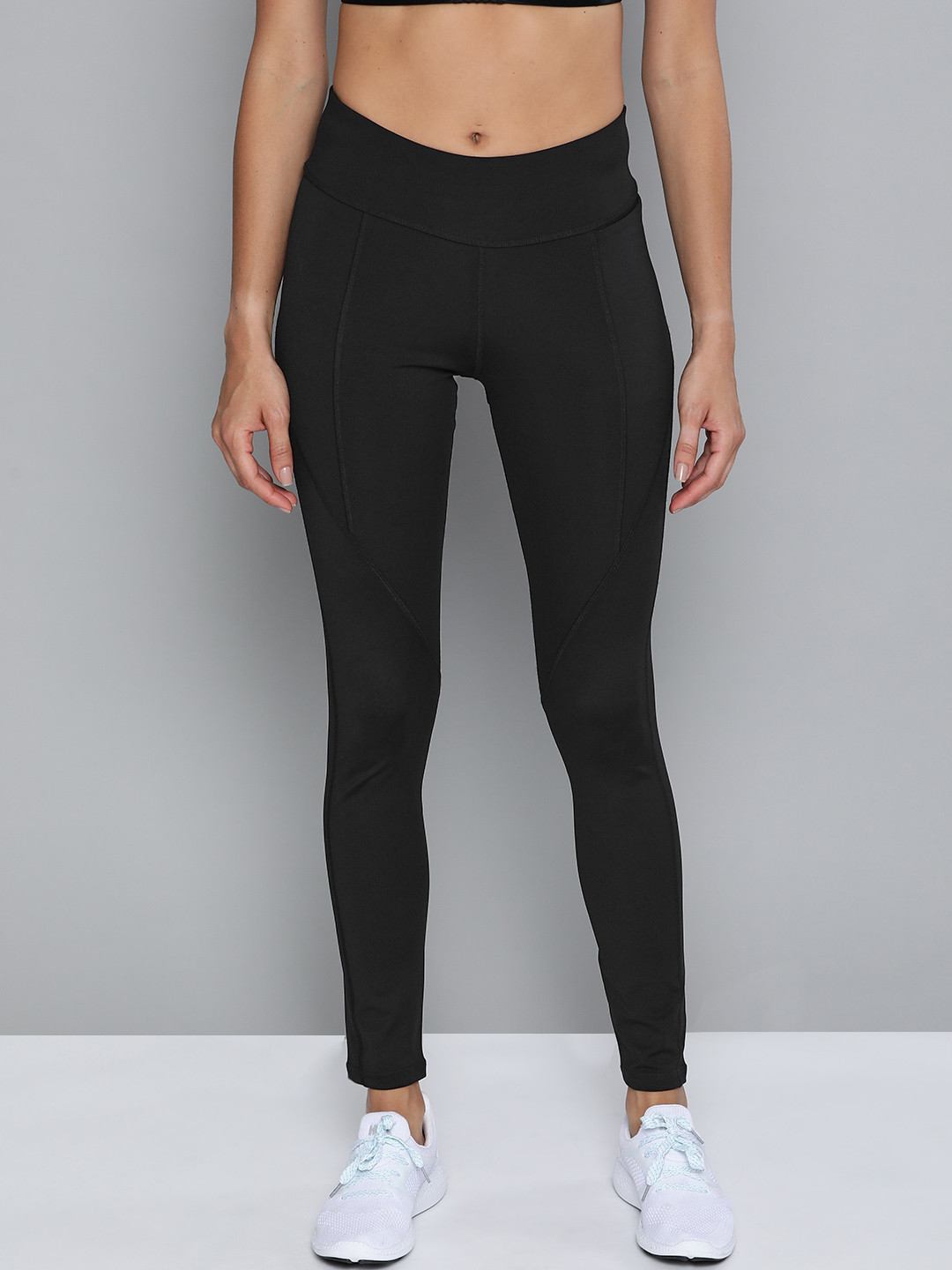 Reebok Women Black Solid Workout Ready PP Tights