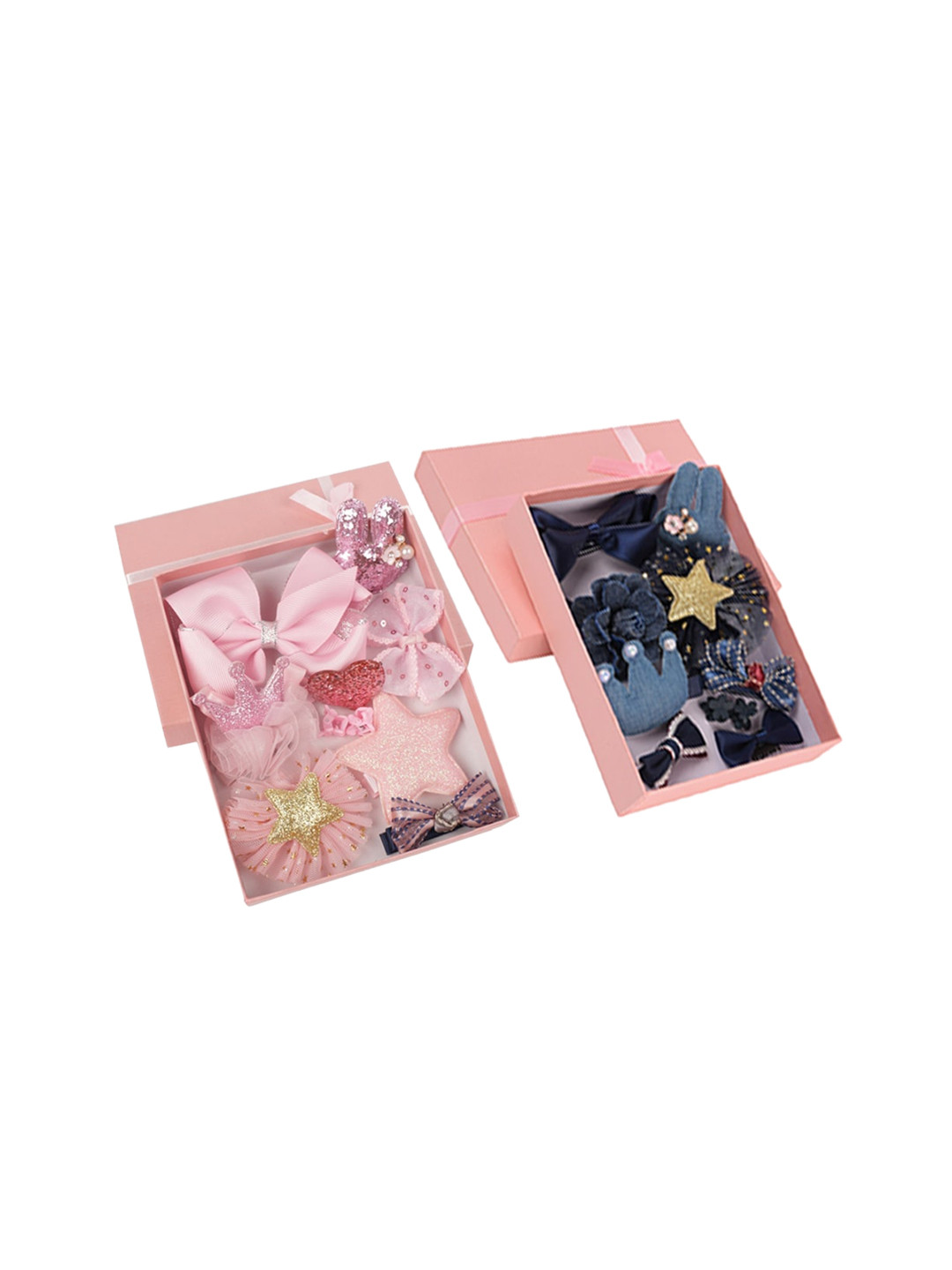 Yellow Bee Girls Set Of 20 Pink & Blue Embellished Hair Accessories