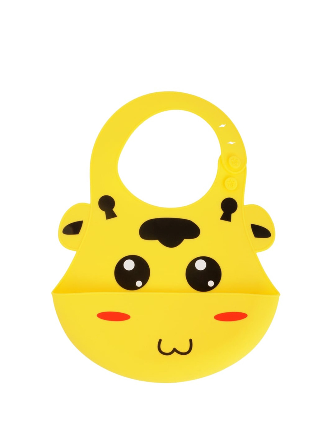 Yellow Bee Kids Black & Yellow Printed Easy Clean Bib With Crumb Collector