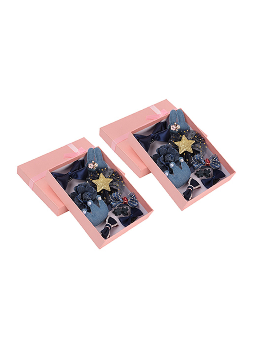 Yellow Bee Girls Set Of 20 Blue & Black Embellished Hair Accessories