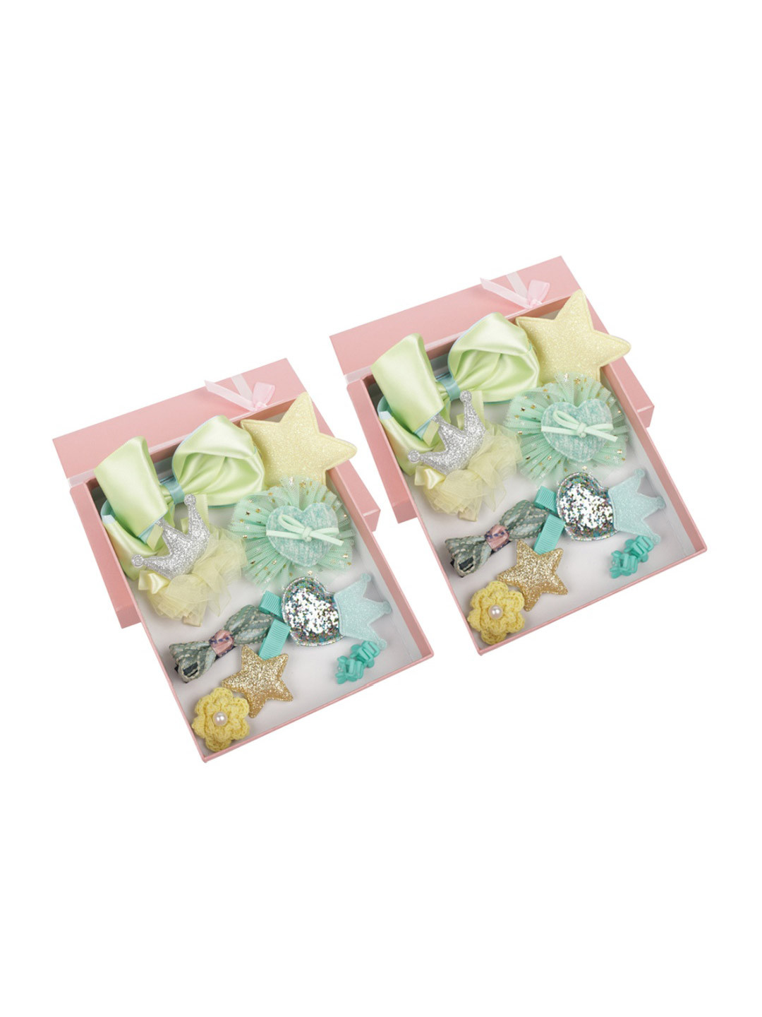 Yellow Bee Girls Set Of 20 Turquoise Blue & Yellow Embellished Hair Accessories