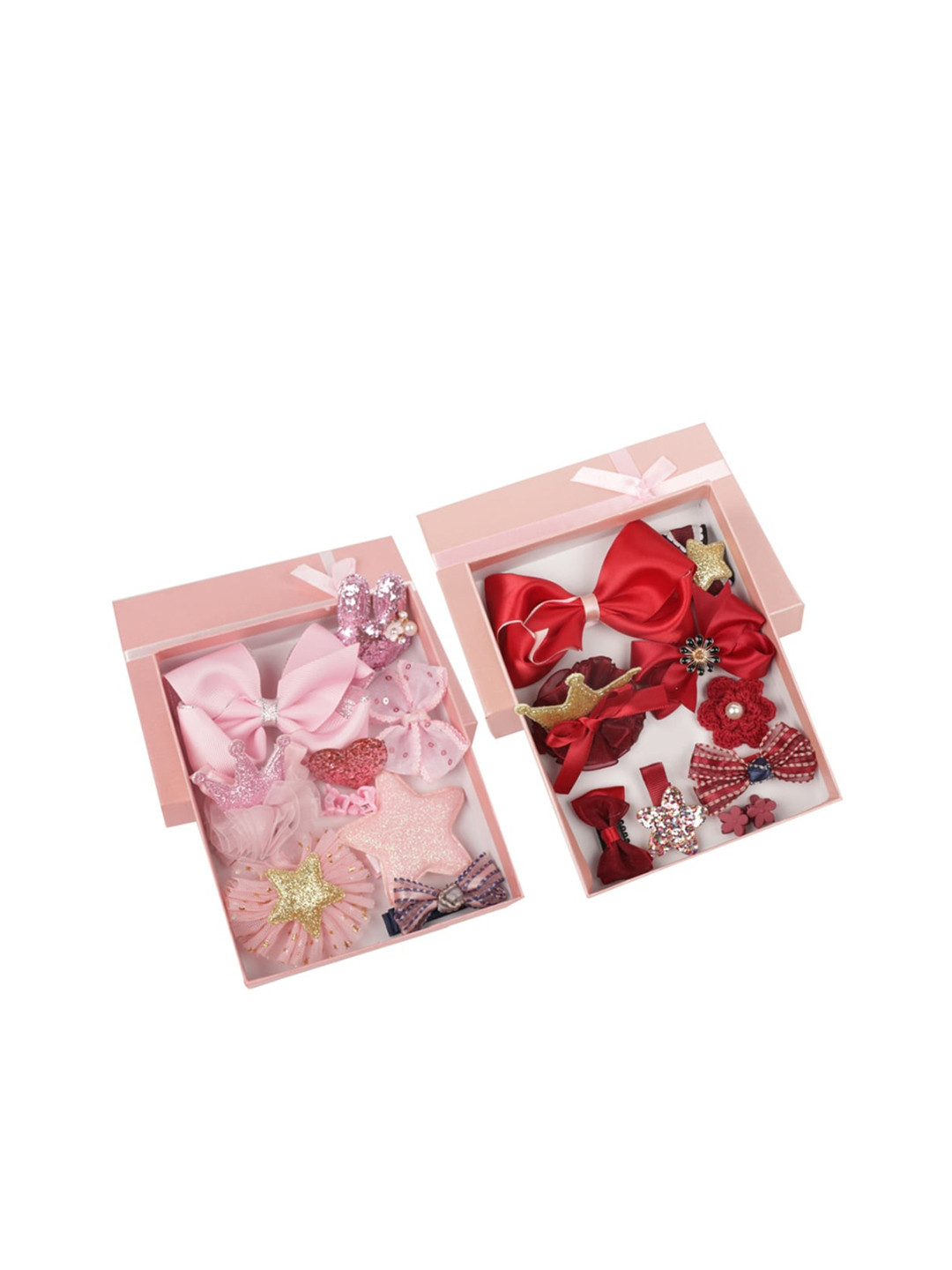 Yellow Bee Girls Set Of 20 Pink & Red Embellished Hair Accessories