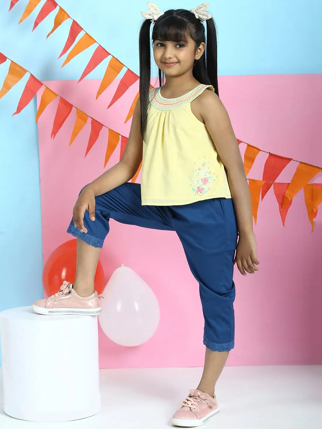 Biba Yellow Pure Cotton Regular Top