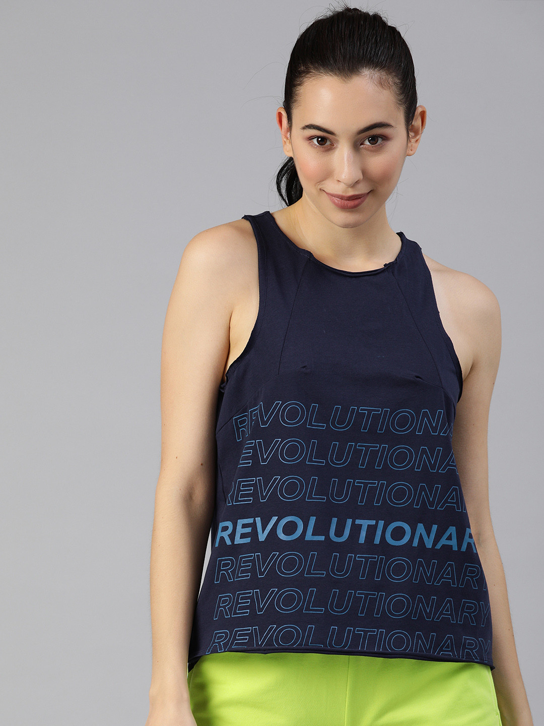Allen Solly Tribe Navy Blue Printed Tank Top